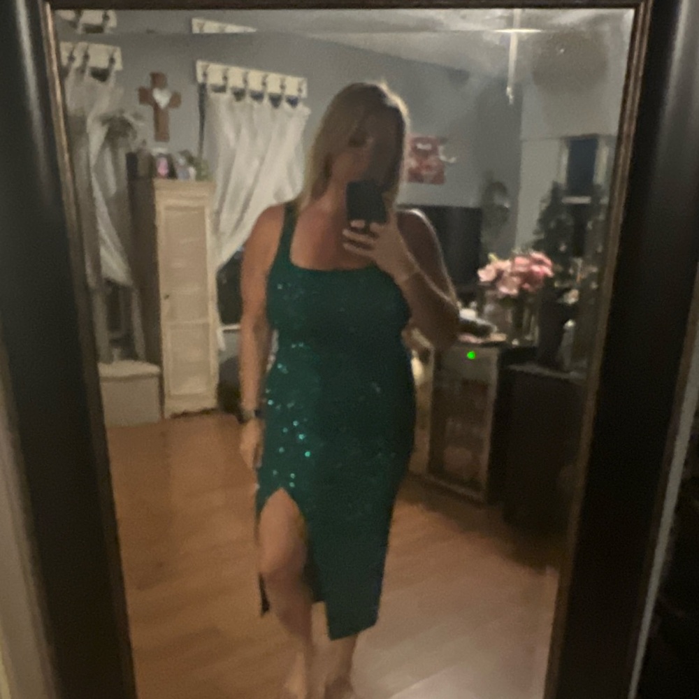 Windsor Teal Sequin Midi Dress